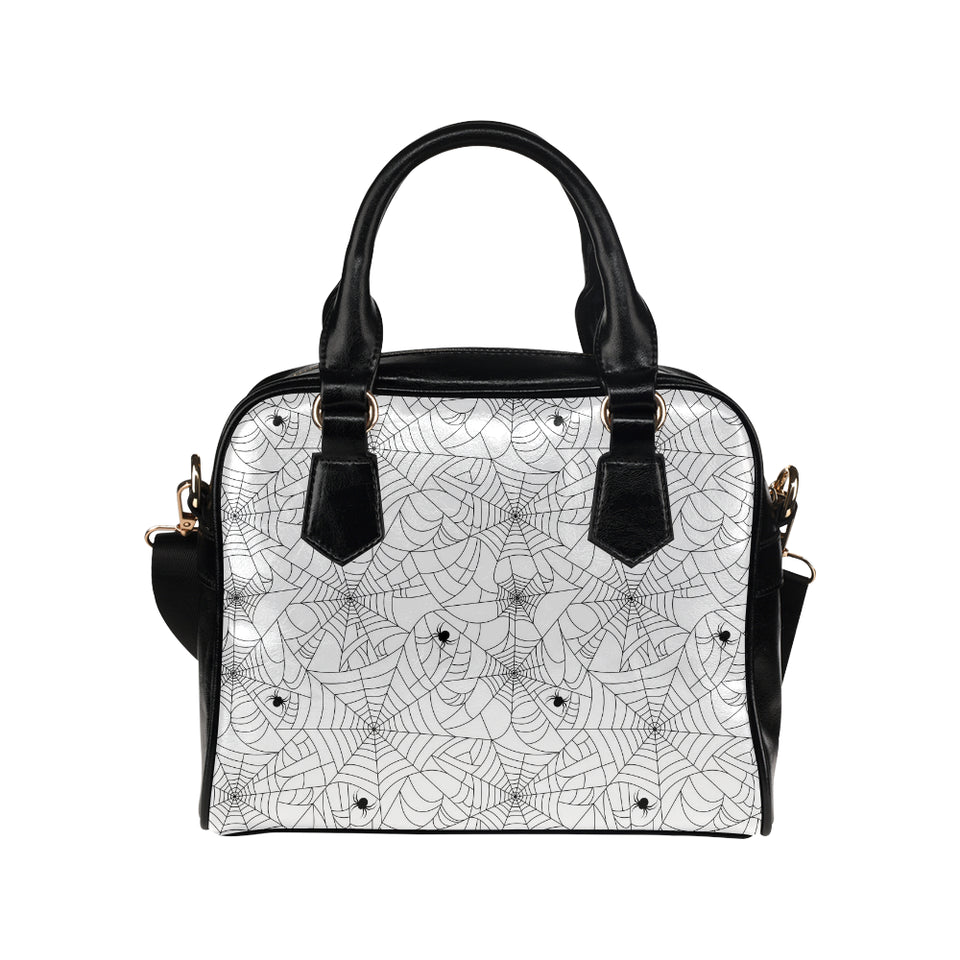 Spider web cobweb pattern white background Shoulder Handbag
