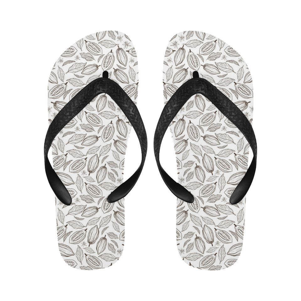 cacao beans leaves pattern Unisex Flip Flops
