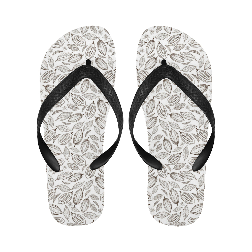 cacao beans leaves pattern Unisex Flip Flops