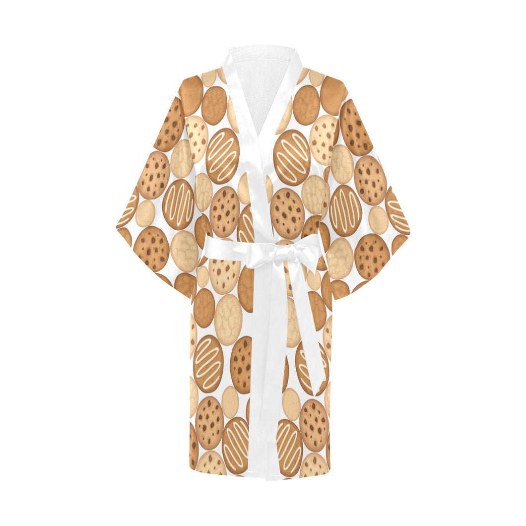 Various cookie pattern Women's Short Kimono Robe