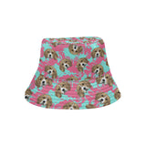 Beagle muzzles turquoise paint splashes pink patte Unisex Bucket Hat