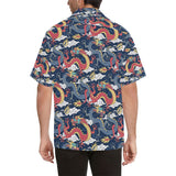 Blue red dragon cloud pattern Men's All Over Print Hawaiian Shirt