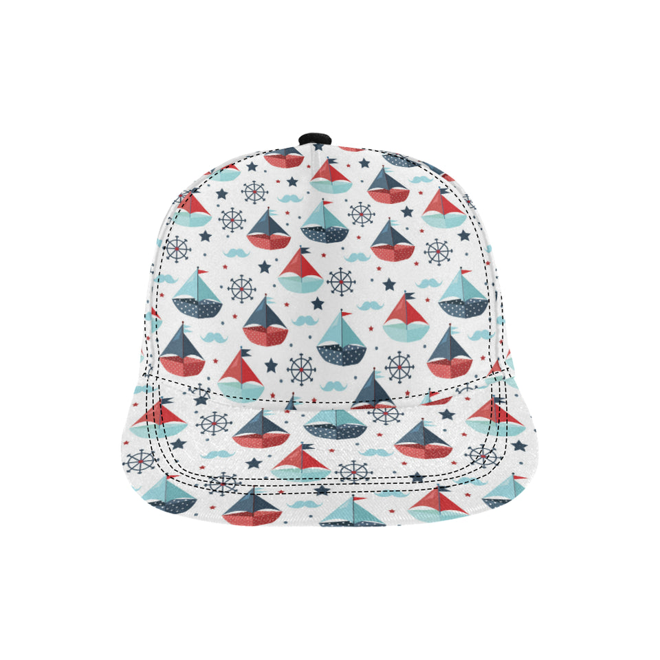 Cute color paper sailboat pattern All Over Print Snapback Cap