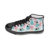 Toucan tropical flower leave pattern Women's High Top Canvas Shoes Black