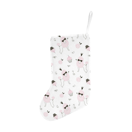 Poodle dog rose cake pattern Christmas Stocking