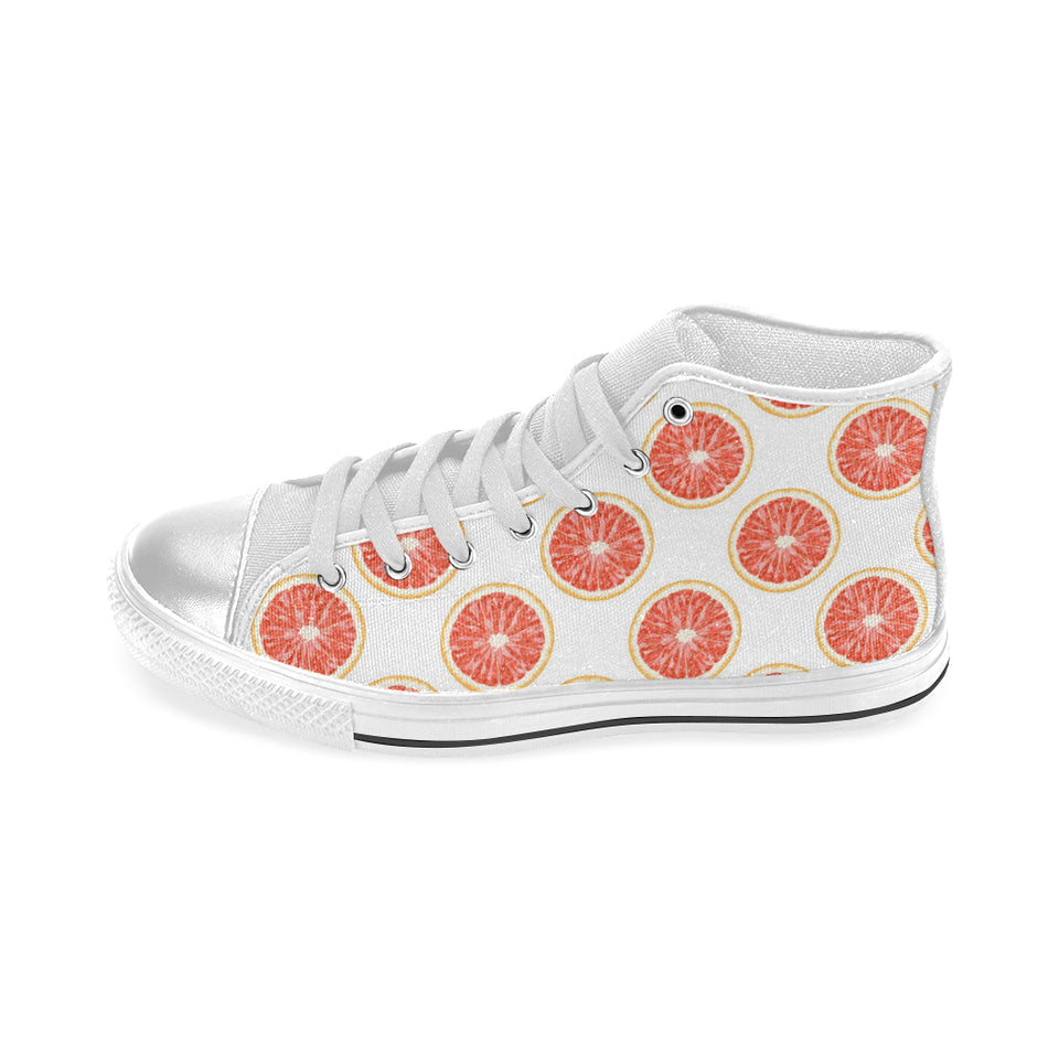 Grapefruit pattern Women's High Top Canvas Shoes White