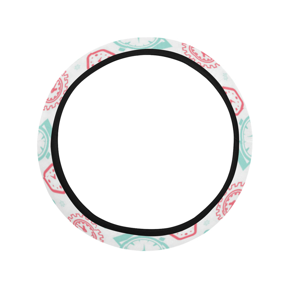 Clock time pattern blackground Car Steering Wheel Cover