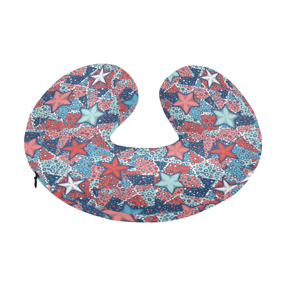 Hand drawn colorful starfish U-Shaped Travel Neck Pillow