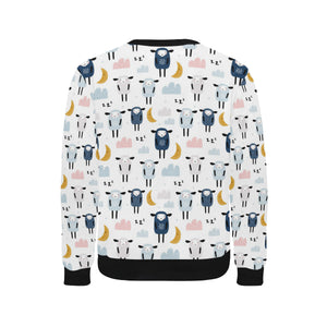 Cute sleeping sheep moon cloud pattern Men's Crew Neck Sweatshirt