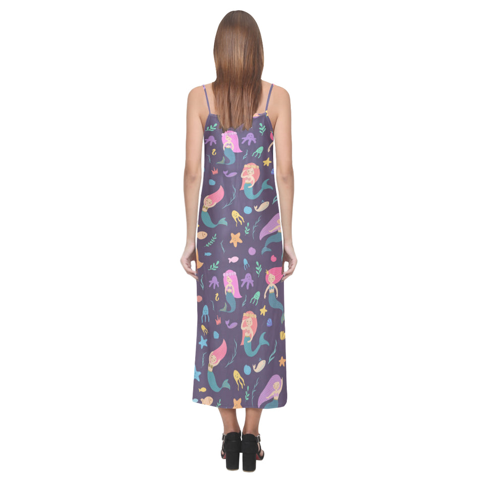 beautiful mermaid Fish jellyfish algae other marin V-Neck Open Fork Long Dress