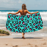 Green leopard skin print pattern Beach Towel