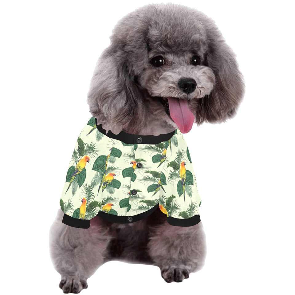 Beautiful parrot palm leaves pattern All Over Print Pet Dog Round Neck Fuzzy Shirt