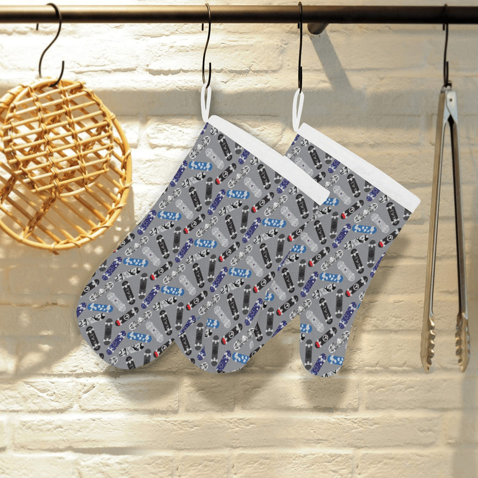 Skate Board Pattern Print Design 03 Heat Resistant Oven Mitts