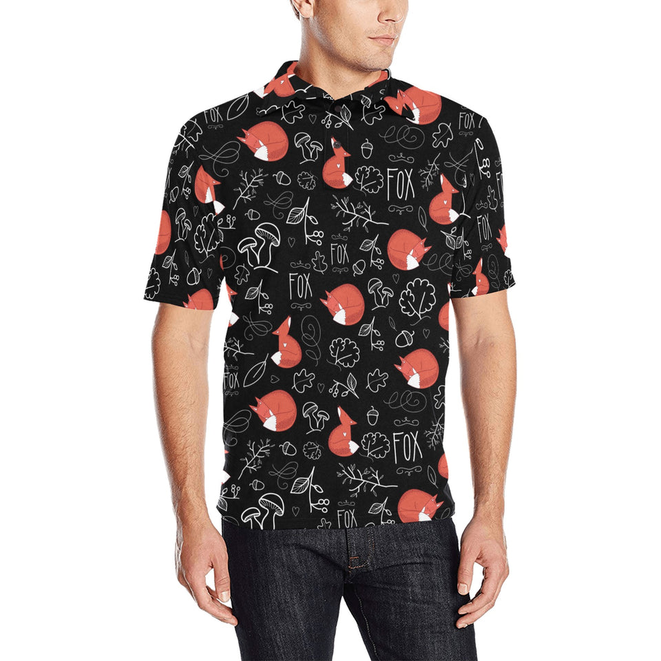 fox sleeping fox pattern Men's All Over Print Polo Shirt