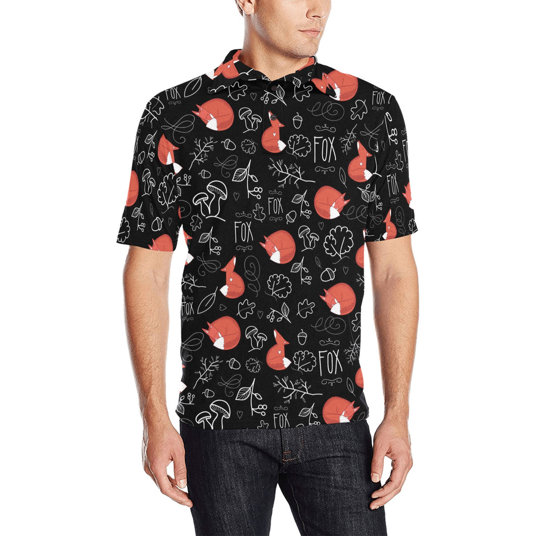 fox sleeping fox pattern Men's All Over Print Polo Shirt