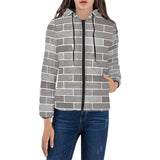 Brick Printed Pattern Print Design 05 Women's Padded Hooded Jacket