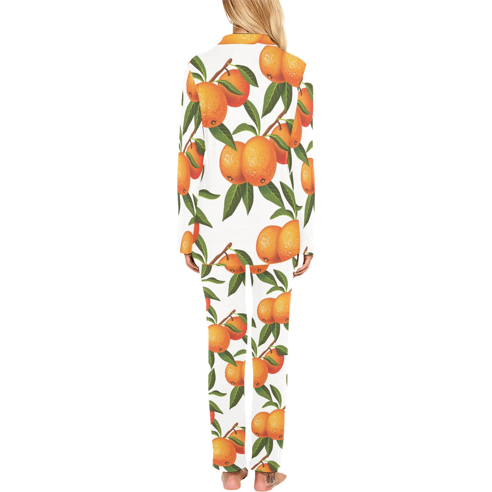 Oranges pattern background Women's Long Pajama Set
