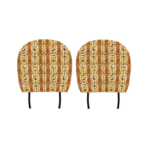 Egypt Hieroglyphics Pattern Print Design 04 Car Headrest Cover