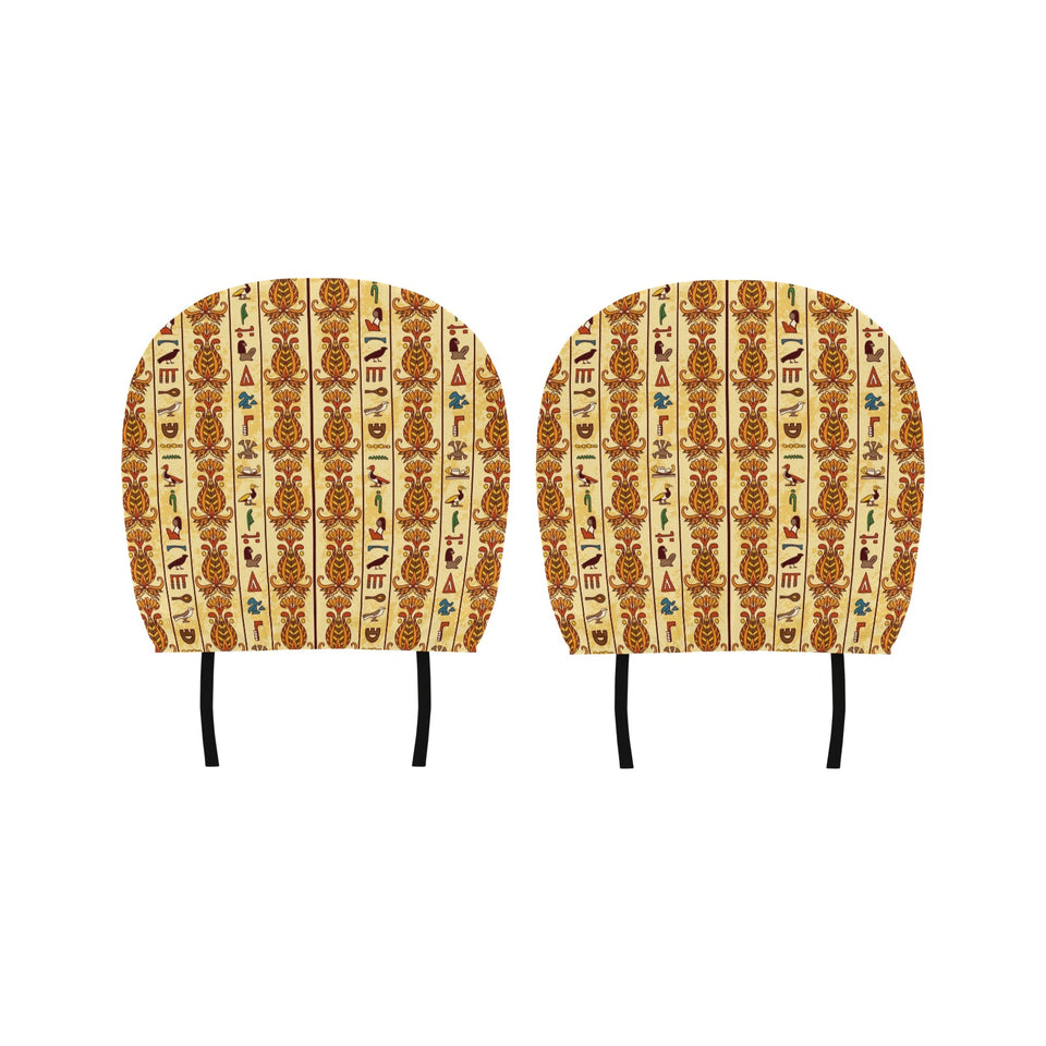 Egypt Hieroglyphics Pattern Print Design 04 Car Headrest Cover