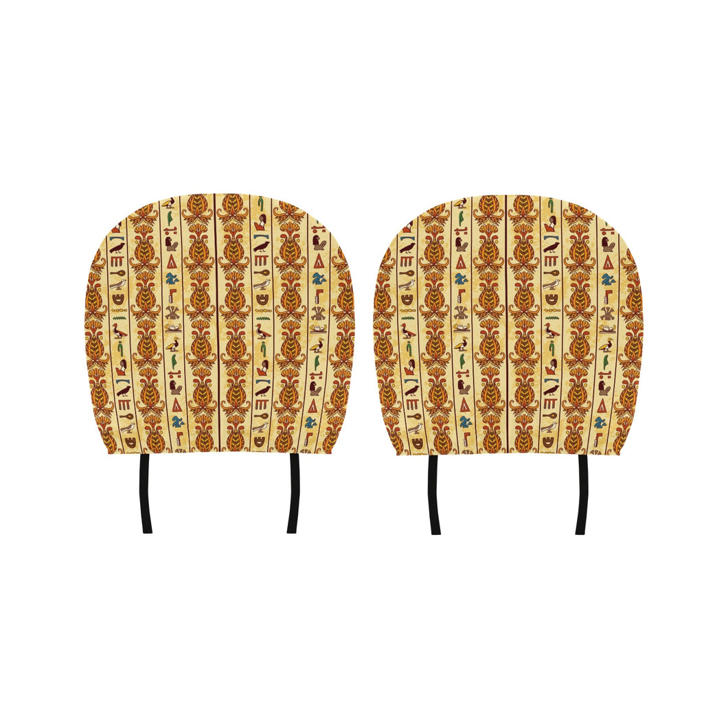 Egypt Hieroglyphics Pattern Print Design 04 Car Headrest Cover