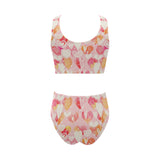 Hand drawn heart design pattern Chest Bowknot High Waisted Bikini Swimsuit