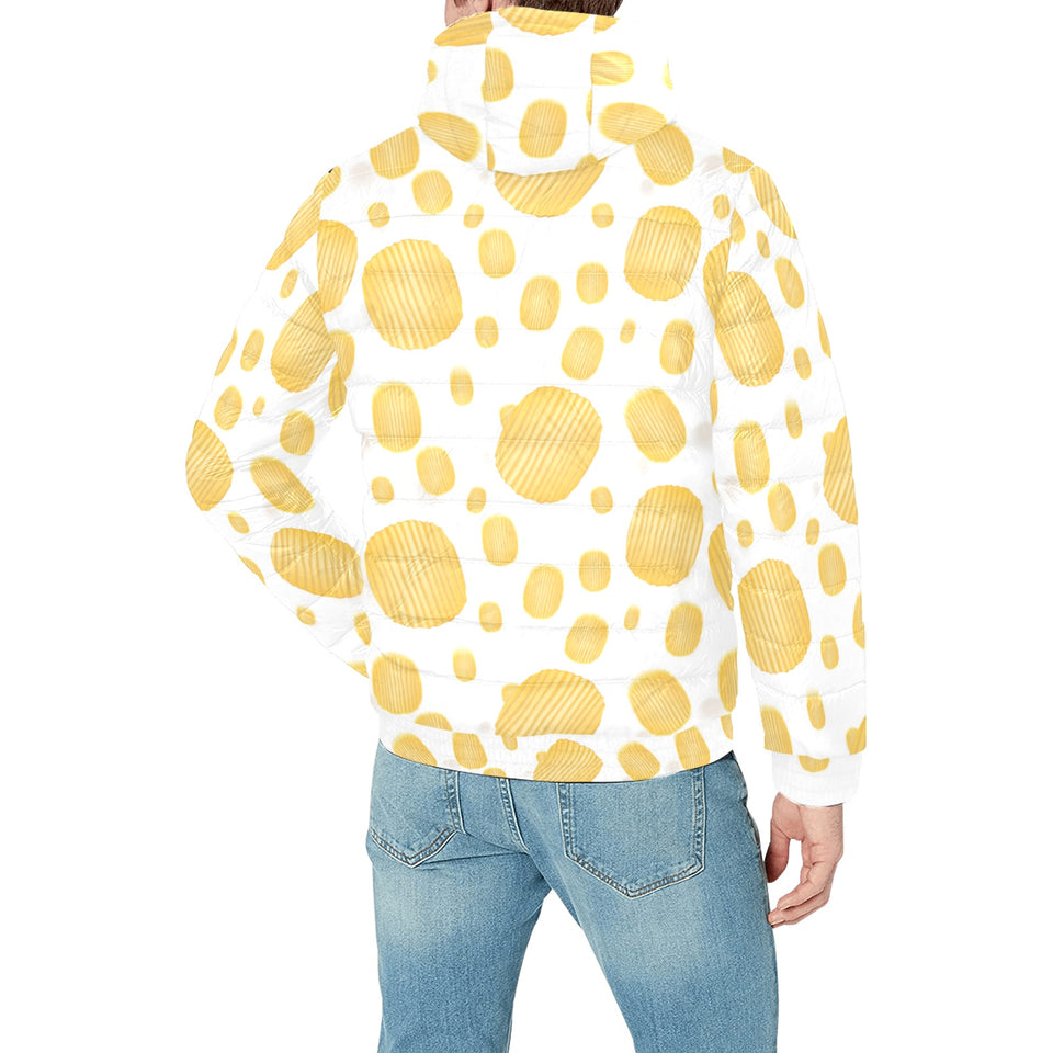 Potato Chips Pattern Print Design 03 Men's Padded Hooded Jacket