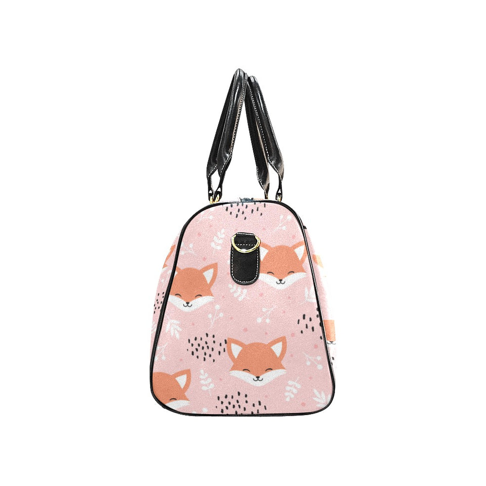 Cute fox pattern pink background Travel Bag