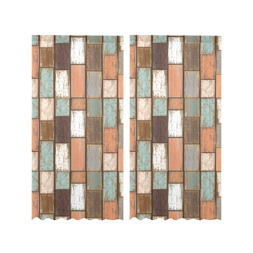 Wood Printed Pattern Print Design 02 Gauze Curtain