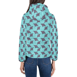 Stingray Pattern Print Design 02 Women's Padded Hooded Jacket