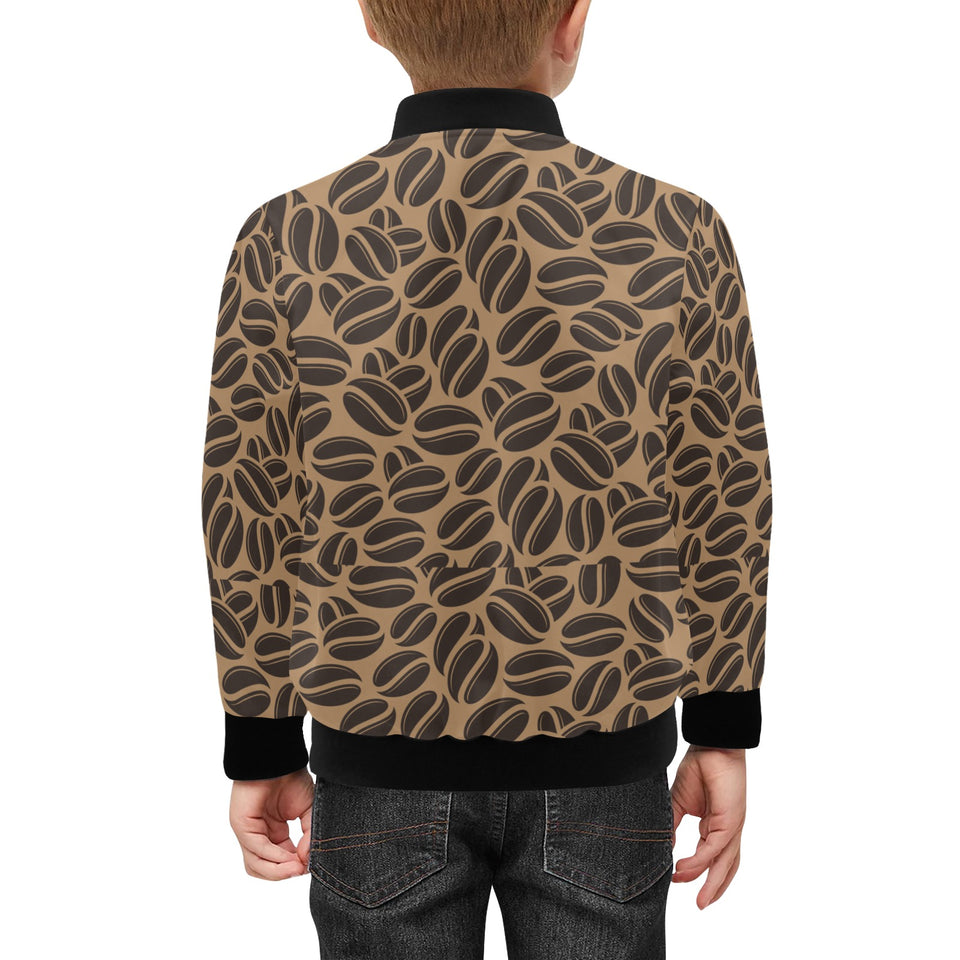 Coffee bean on brown background Kids' Boys' Girls' Bomber Jacket
