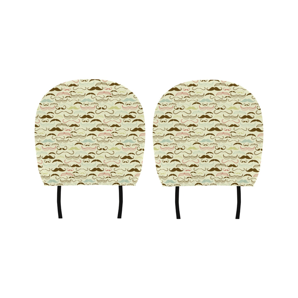 Mustache Beard Pattern Print Design 01 Car Headrest Cover