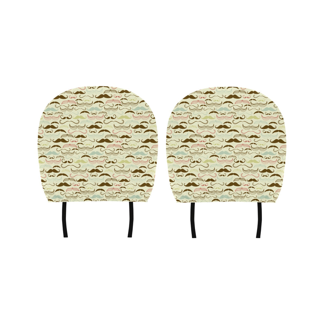 Mustache Beard Pattern Print Design 01 Car Headrest Cover