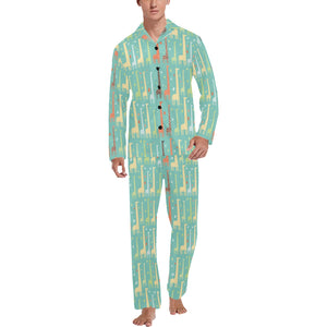 Giraffe Pattern Print Design 01 Men's Long Pajama Set