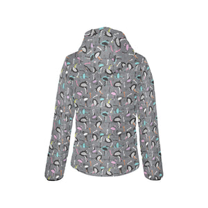 Ostrich Pattern Print Design 01 Women's Padded Hooded Jacket