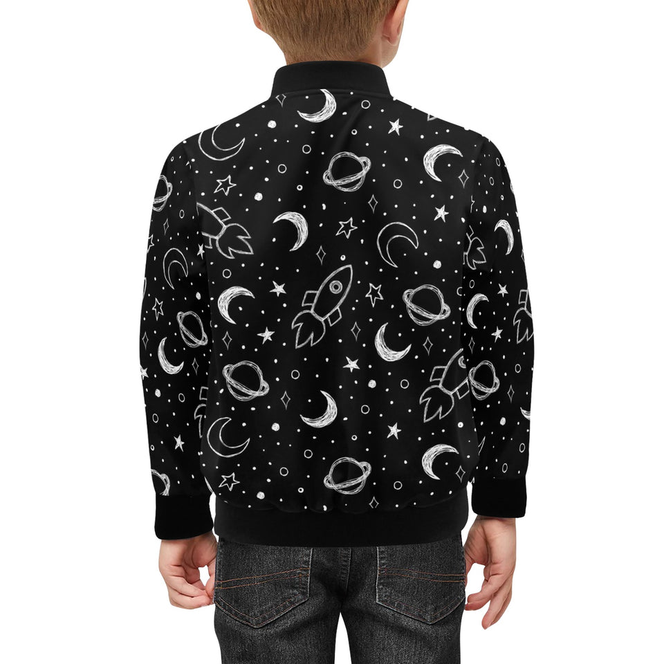 Hand drawn space rocket star planet Kids' Boys' Girls' Bomber Jacket