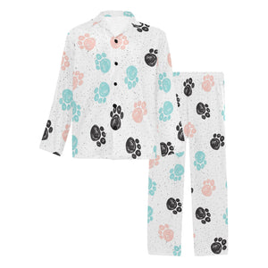 Dog Paws Pattern Print Design 04 Men's Long Pajama Set
