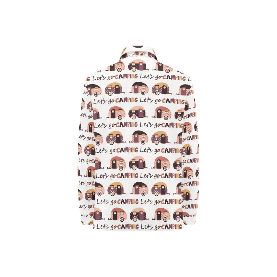 Camper Van Pattern Print Design 01 Women's Long Sleeve Polo Shirt