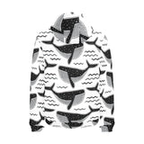 Black whale pattern Men's Padded Hooded Jacket