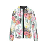 Colorful orchid flower pattern Women's Padded Hooded Jacket