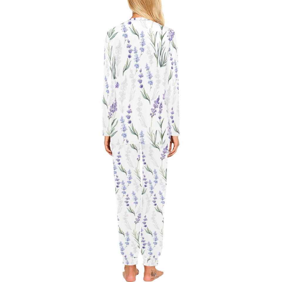 Hand painting Watercolor Lavender Women's All Over Print Pajama Set