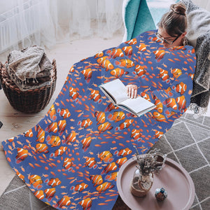 Clown Fish Pattern Print Design 04 Blanket Robe with Sleeves