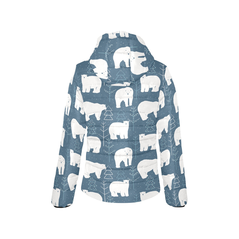 polar bear mother her child pattern Women's Padded Hooded Jacket