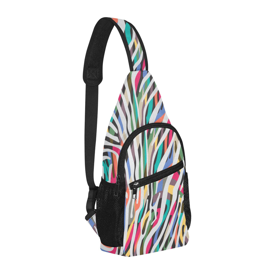 Colorful zebra skin pattern All Over Print Chest Bag
