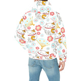 Maneki neko cat fan sakura Men's Padded Hooded Jacket