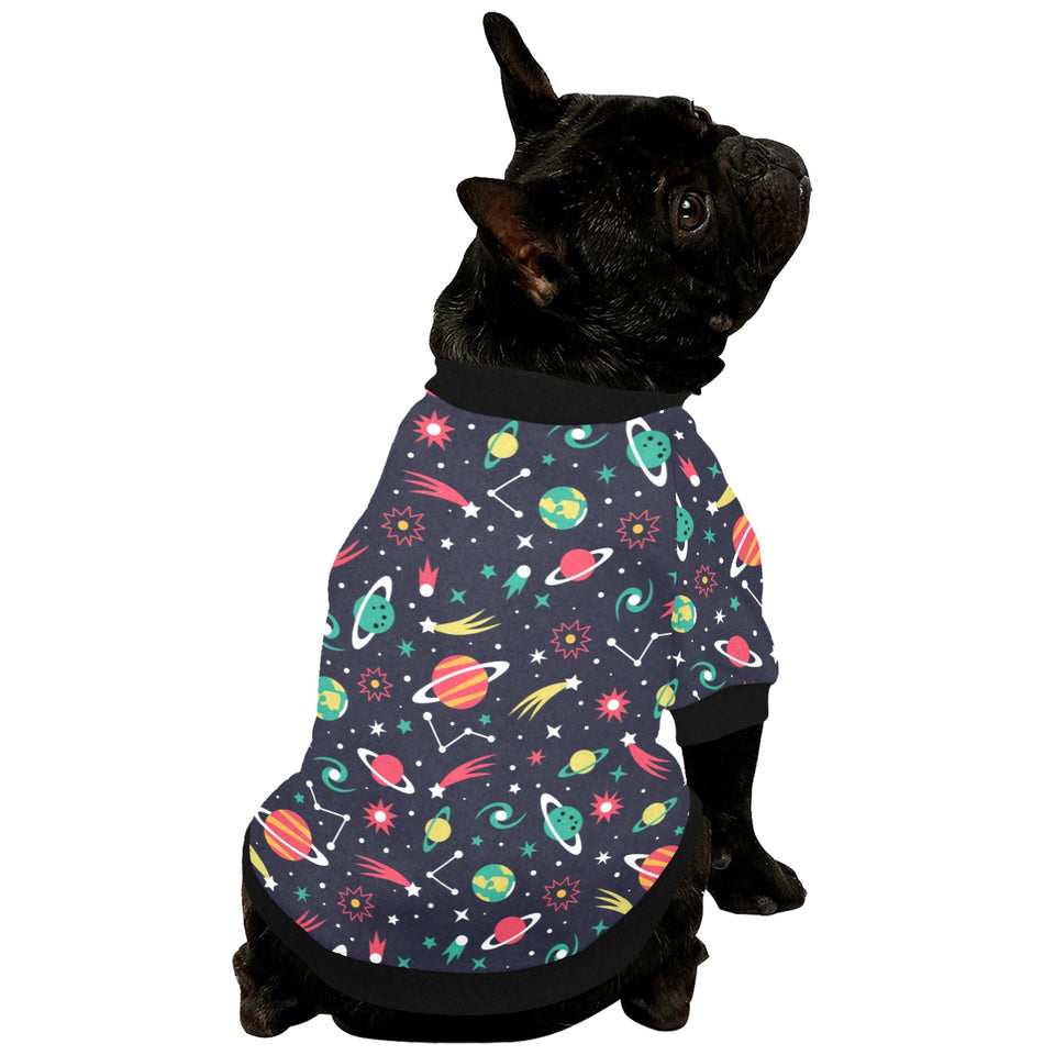 colorful space pattern planet star All Over Print Pet Dog Round Neck Fuzzy Shirt