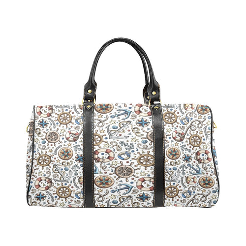 Cute nautical steering wheel anchor pattern Travel Bag