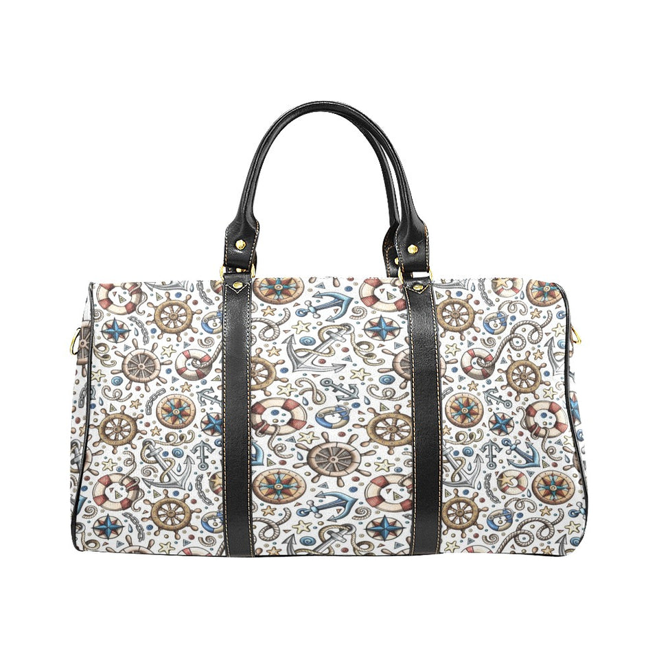 Cute nautical steering wheel anchor pattern Travel Bag
