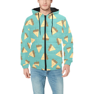 Sandwich Pattern Print Design 03 Men's Padded Hooded Jacket