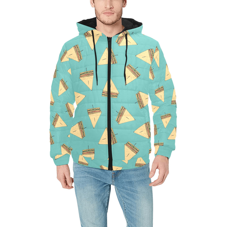 Sandwich Pattern Print Design 03 Men's Padded Hooded Jacket