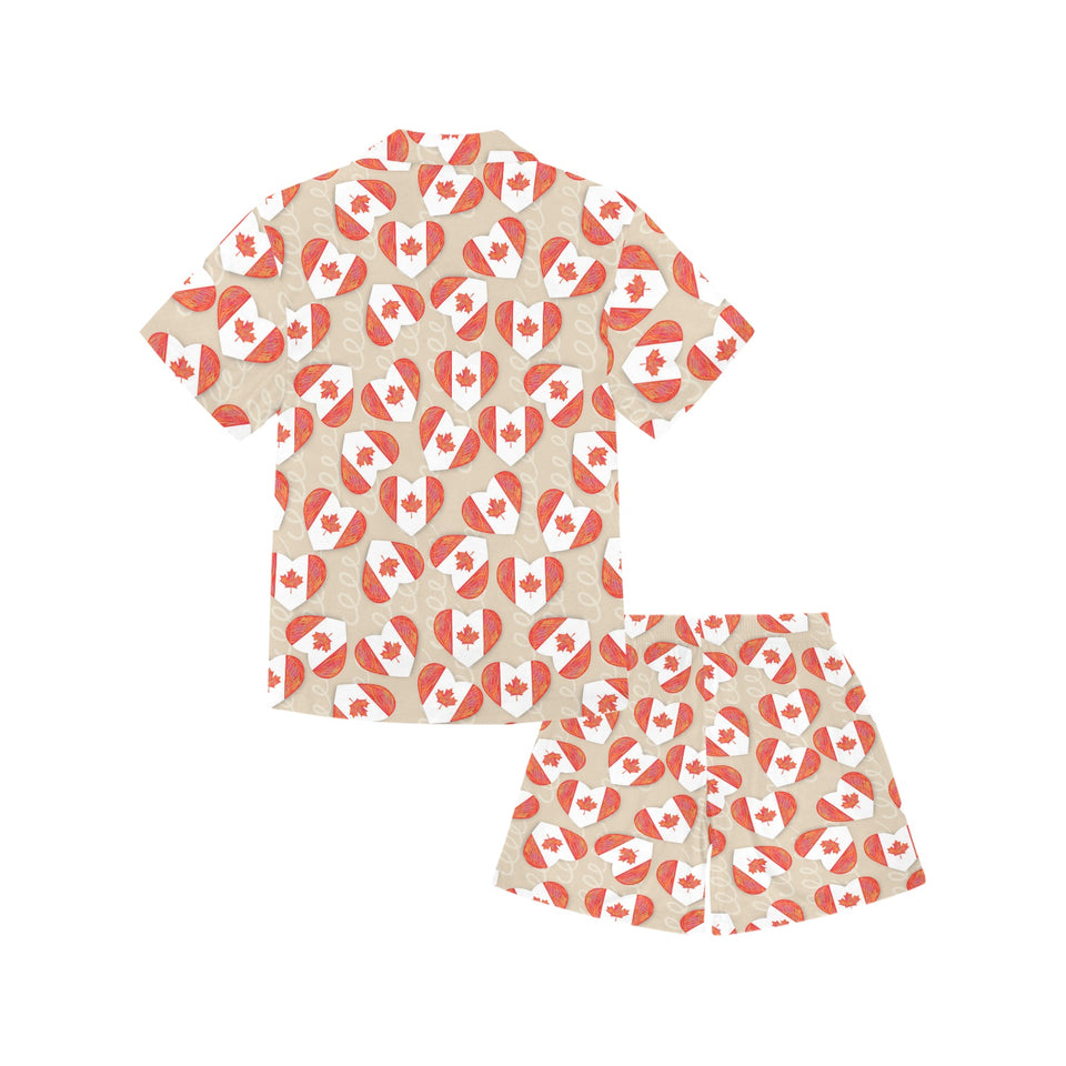 Canada Pattern Print Design 01 Kids' Boys' Girls' V-Neck Short Pajama Set